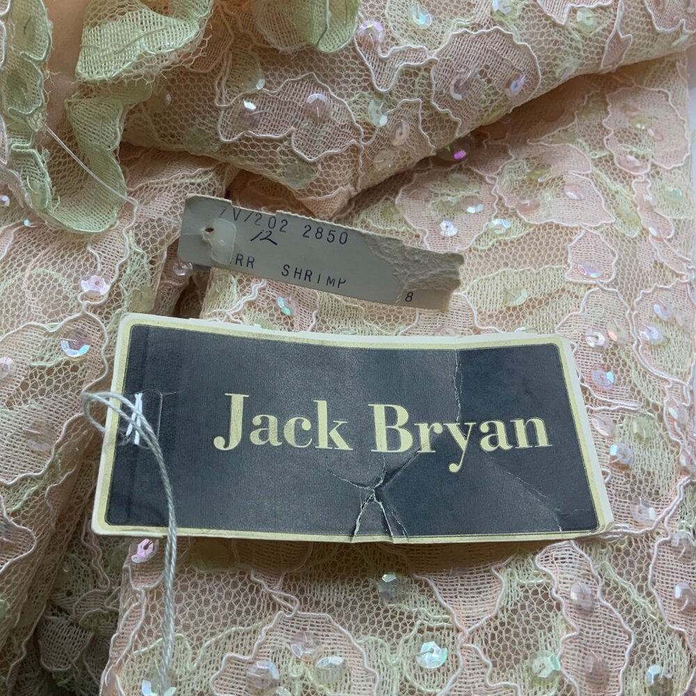 Jack Bryan Vintage Sequin Beaded Ivory Lace Scalloped Edge Elegant Jacket - Picture 7 of 11